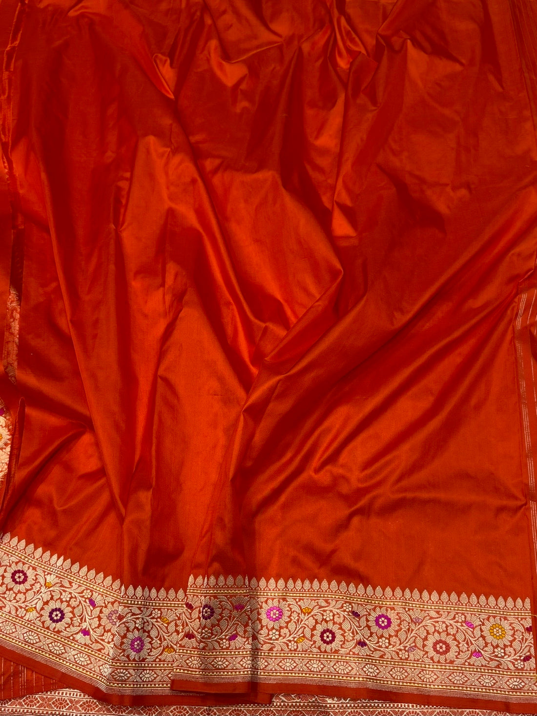 Orange Handwoven Pure Banarasi Silk Saree