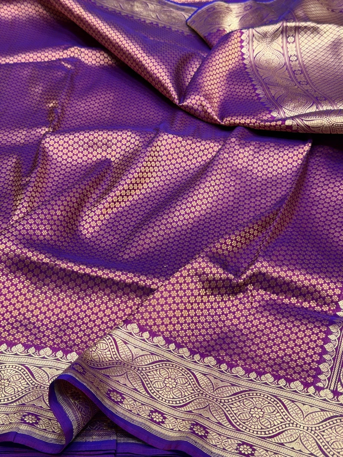 Purple Pure Banarasi Silk Brocade Saree in Katan Mulberry Silk