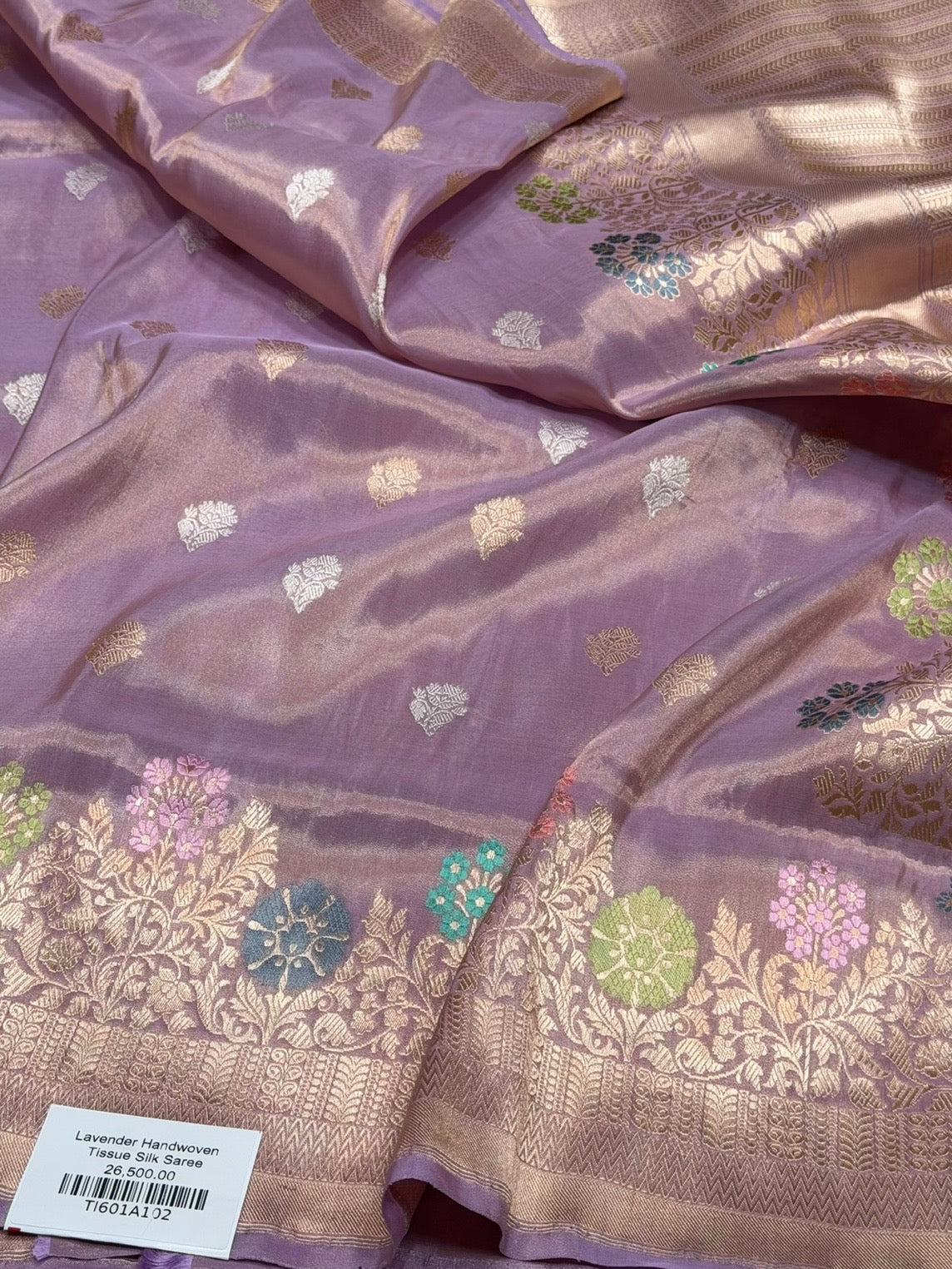 Lavender Handwoven Pure Banarasi Tissue Silk Saree