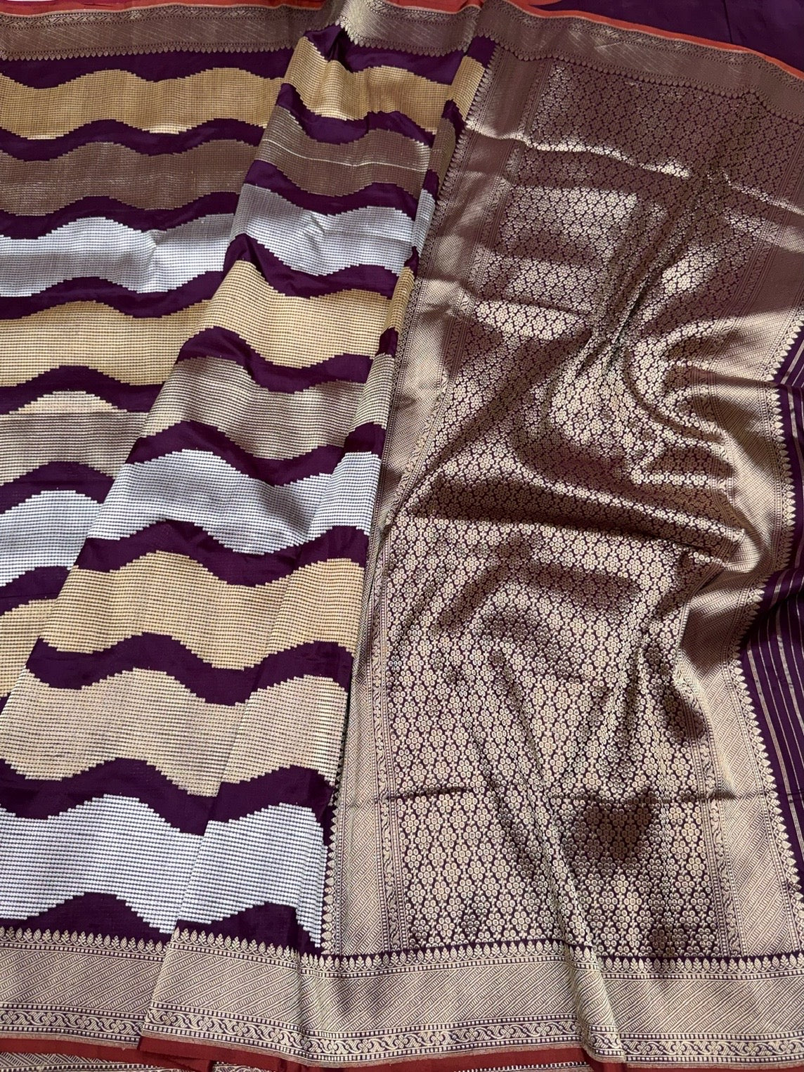 Magenta Handwoven Pure Banarasi Silk Saree | Pure Katan Silk | Kadwa Weave | HMR Handlooms