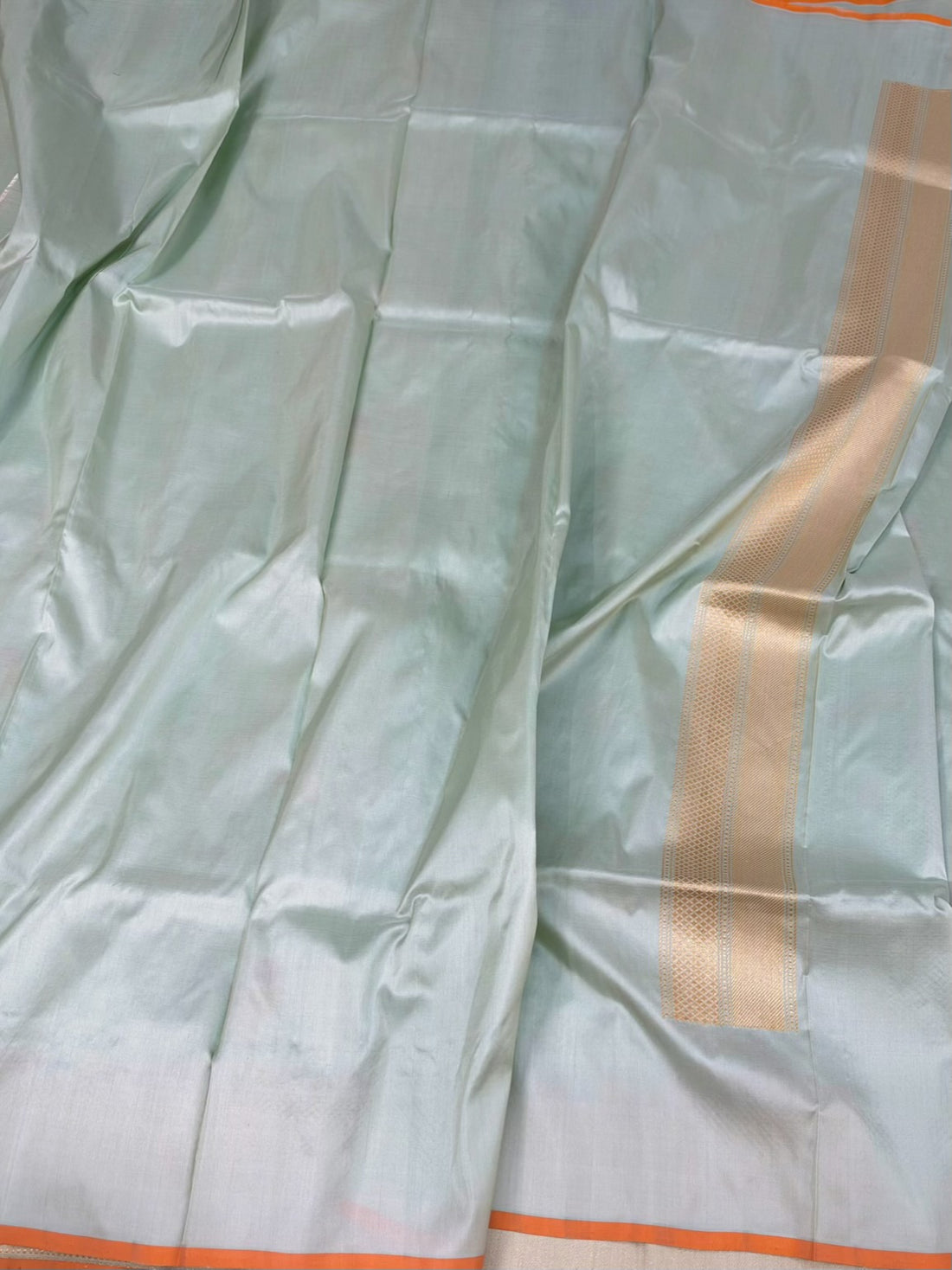 Powder Blue Handwoven Pure Banarasi Katan Silk Saree