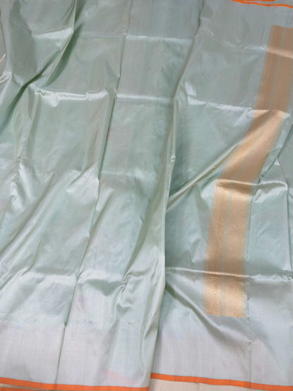 Powder Blue Handwoven Pure Banarasi Katan Silk Saree