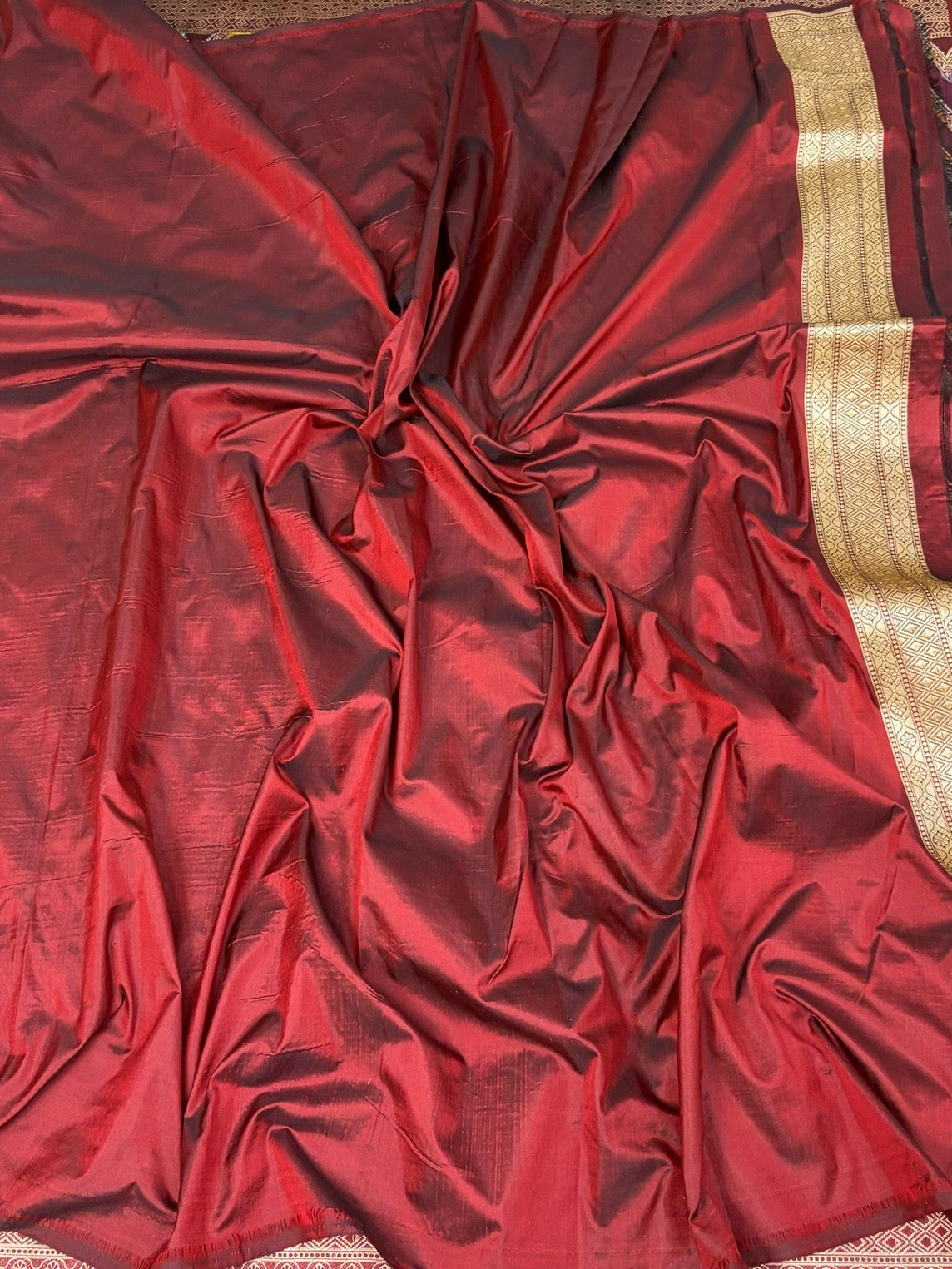 Maroon Rangkaat Banarasi Pure Katan Silk Saree
