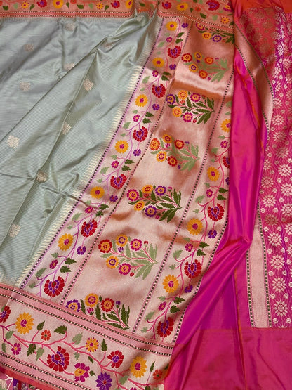 Pista Green Handwoven Pure Banarasi Ektara Silk Saree