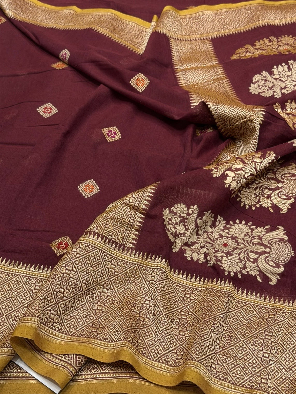 Brown Handwoven Banarasi Pure Cotton Saree