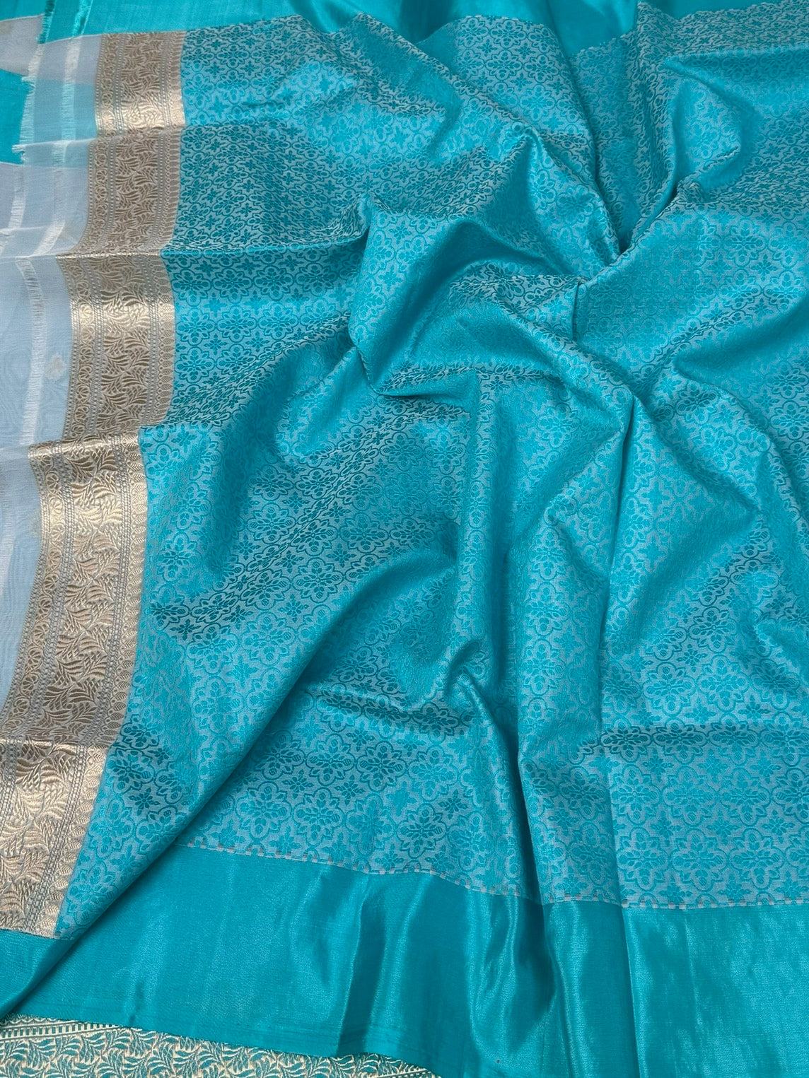 Sky Blue Handwoven Pure Organza Silk Saree