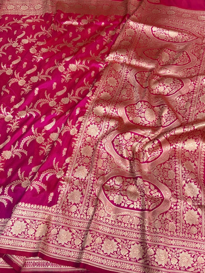 Rani Pink Banarasi Pure Katan Silk Saree