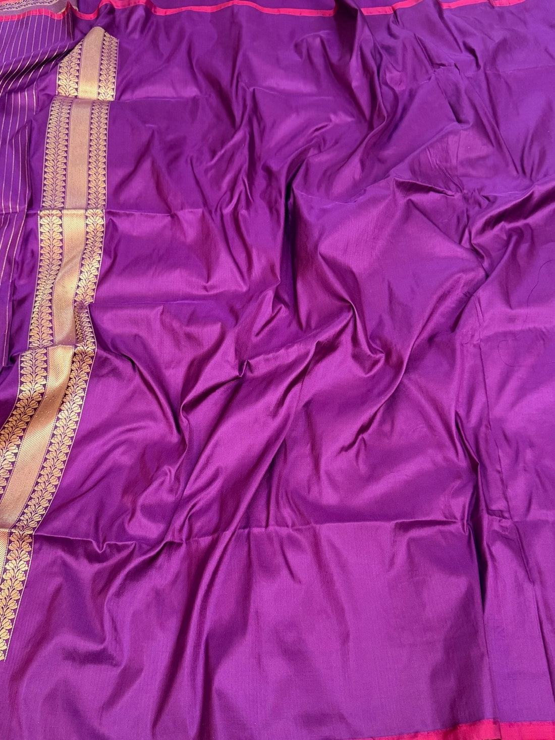 Purple Handwoven Pure Banarasi Katan Silk Saree
