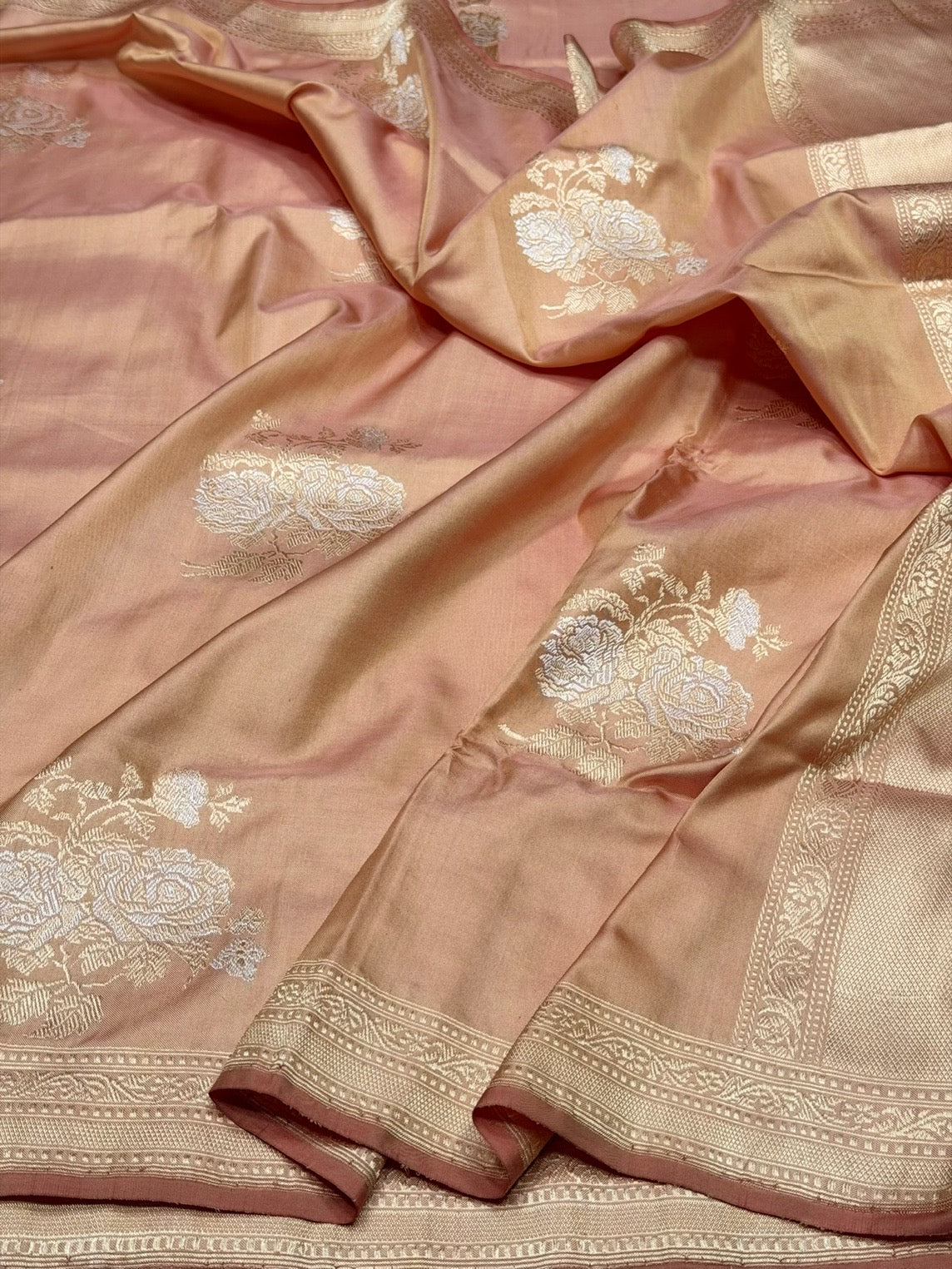 Peach Ektara Handwoven Pure Silk Banarasi Saree