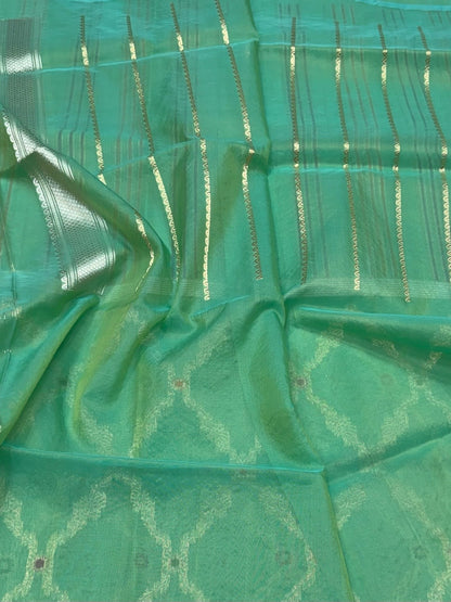 Pista Green Handwoven Pure Organza Silk Saree