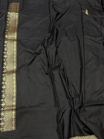 Black Handwoven Pure Banarasi Silk Saree