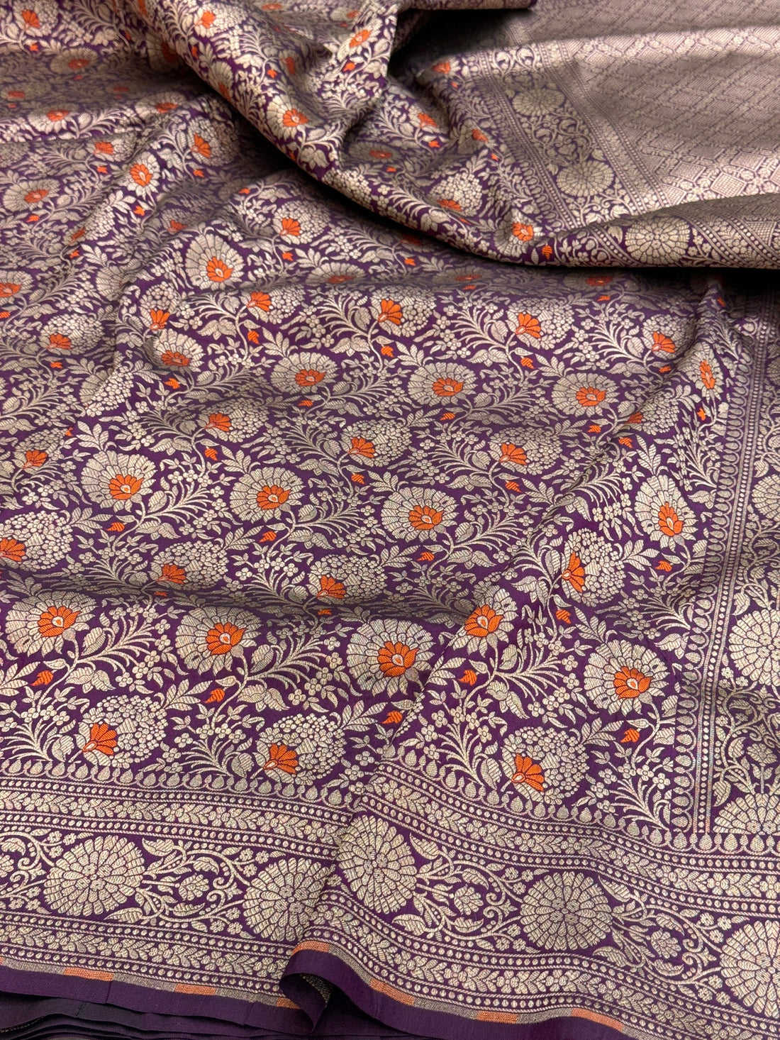 Magenta Banarasi Minakari Pure Katan Silk Brocade Saree