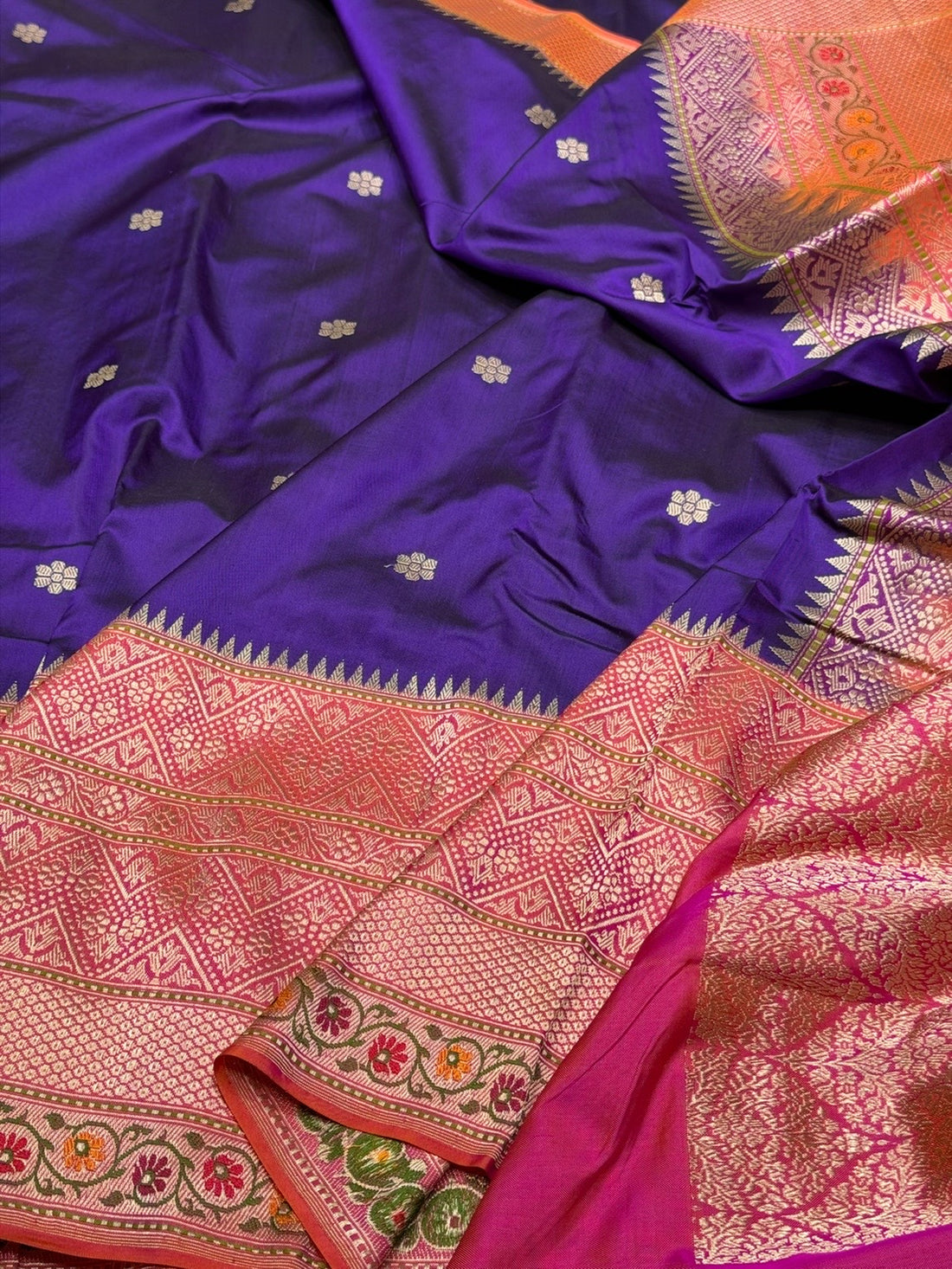 Purple Handwoven Pure Banarasi Ektara Silk Saree