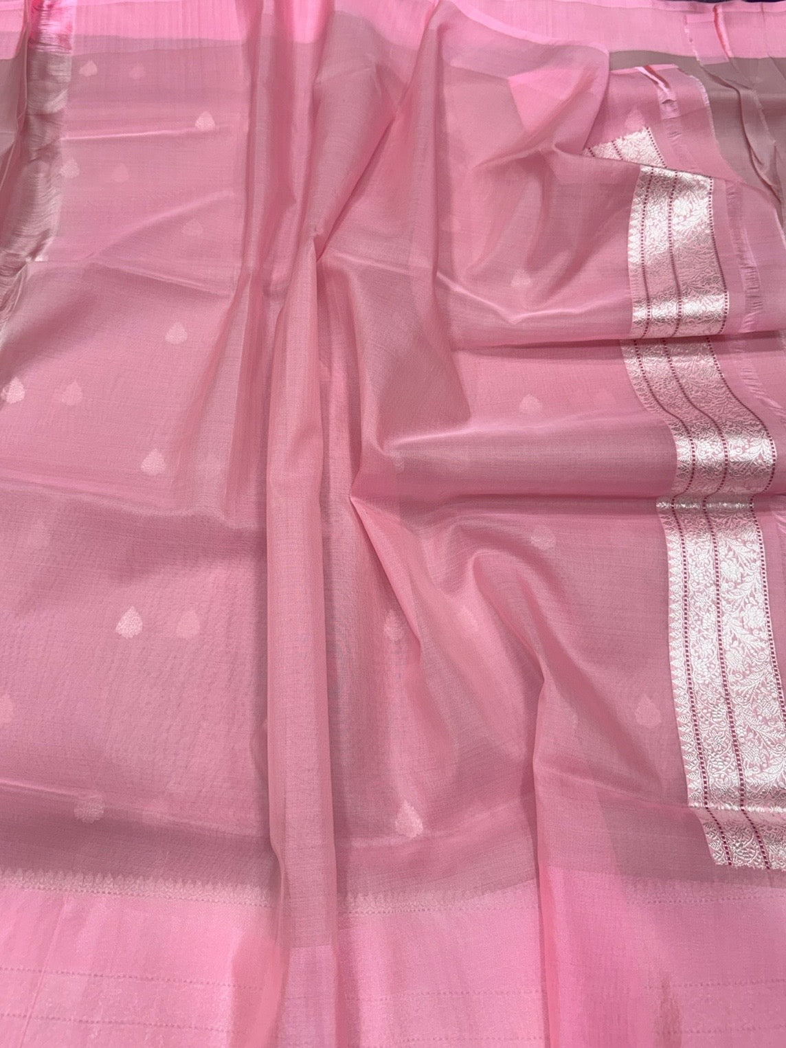 Baby Pink Handwoven Pure Organza Silk Saree