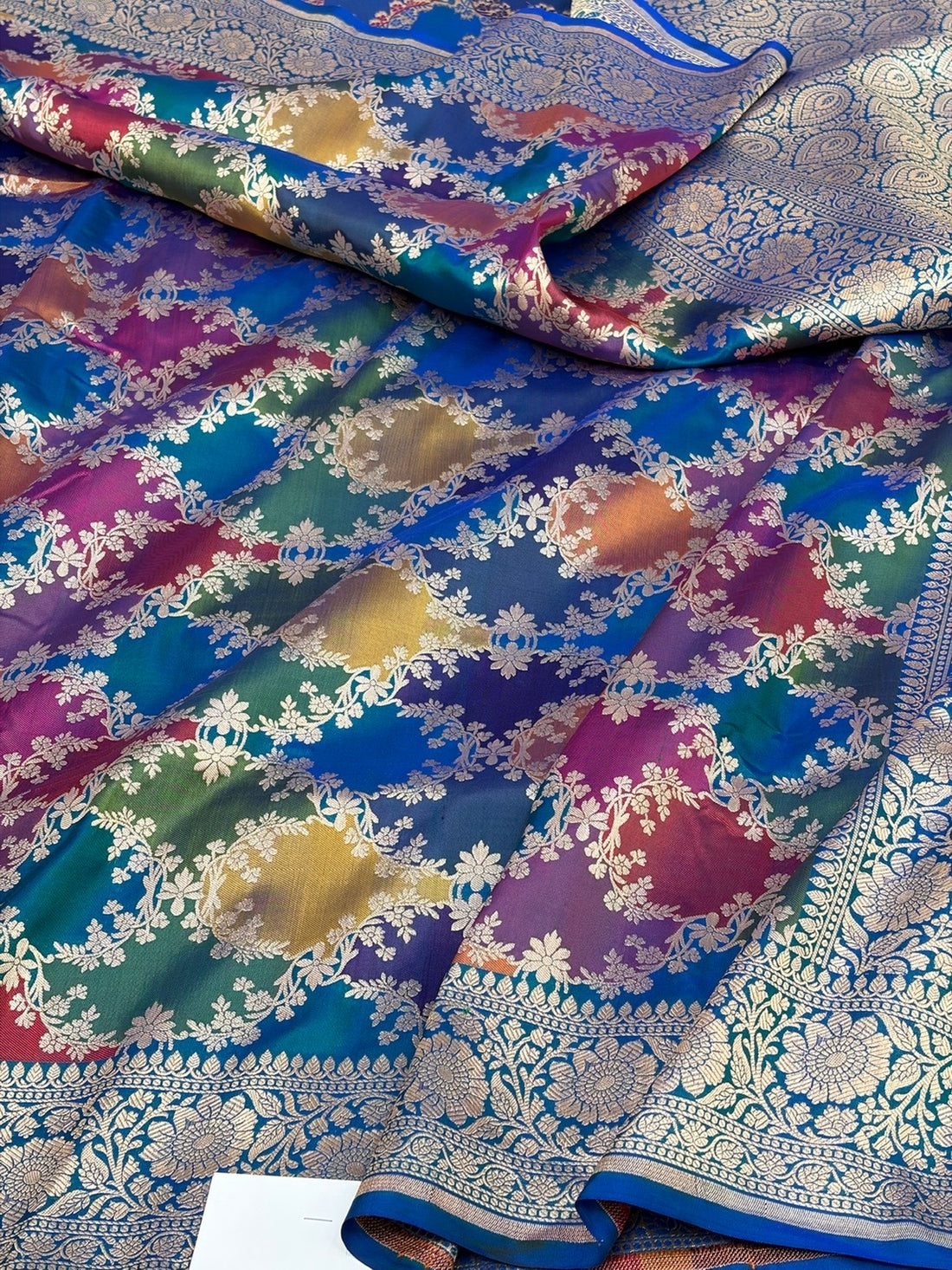 Peacock Blue Rangkaat Banarasi Pure Katan Silk Saree