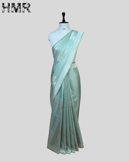 Powder Blue Ektara Handwoven Pure Banarasi Silk Saree