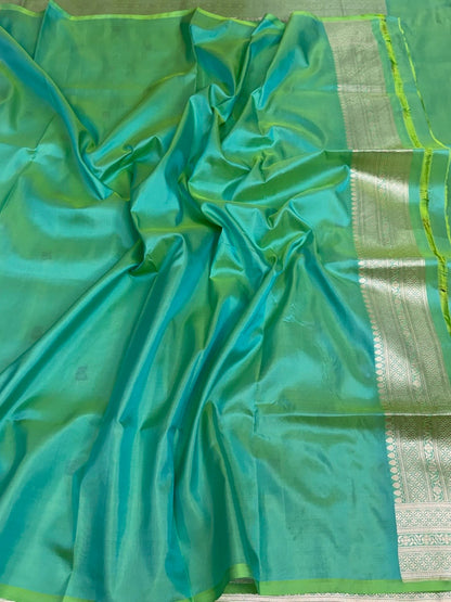 Sea Green Banarasi Minakari Pure Katan Silk Saree
