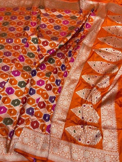 Banarasi Pure Rangkaat Silk Saree – Cutwork Weave in 100% Pure Katan Silk