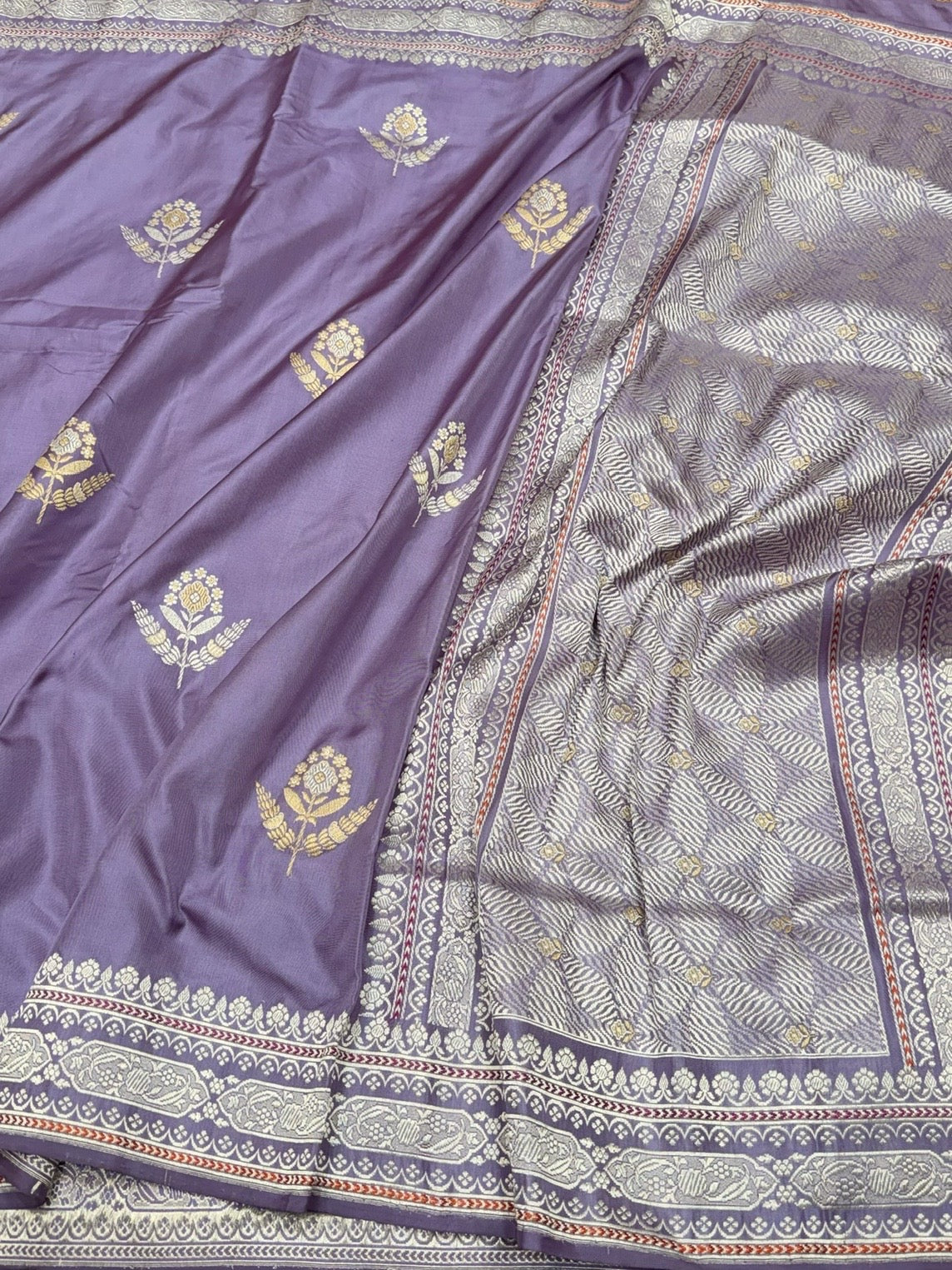 Lavender Purple Handwoven Pure Banarasi Ektara Silk Saree | Kadwa Weave | Pure Mulberry Ektara Silk | Handloom Banarasi Saree