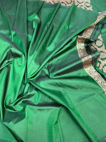 Bottle Green Banarasi Pure Katan Silk Saree