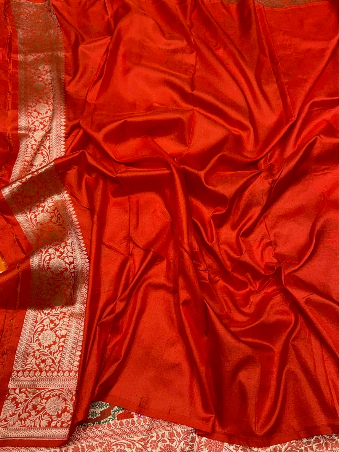 Orange Rangkaat Banarasi Pure Katan Silk Saree
