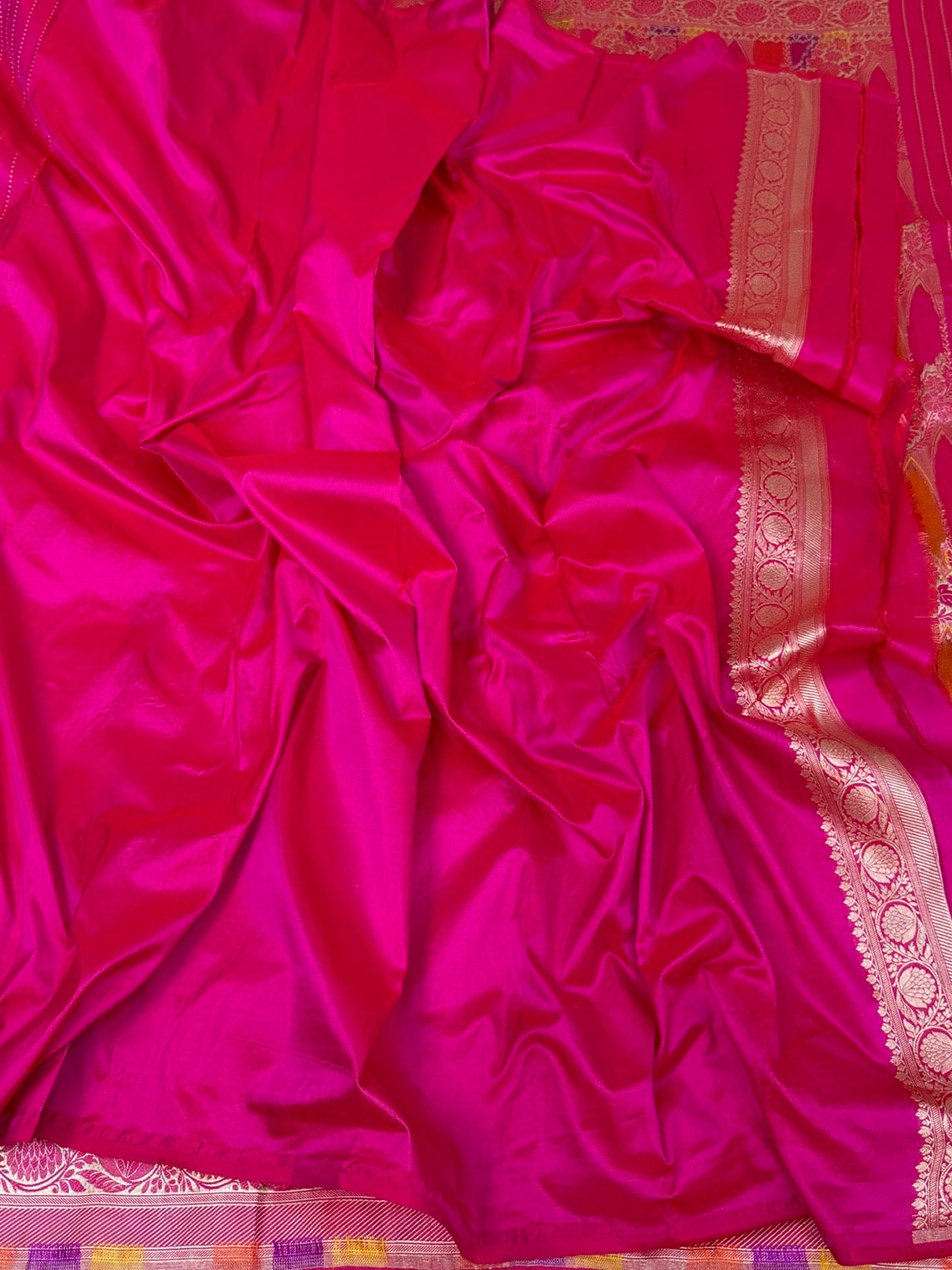 Rani Pink  Rangkaat Banarasi Pure Katan Silk Saree