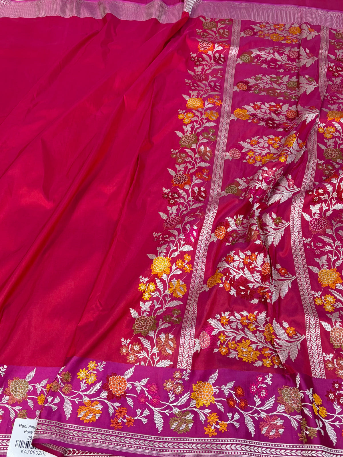 Pinkish Red Handwoven Pure Banarasi Silk Saree