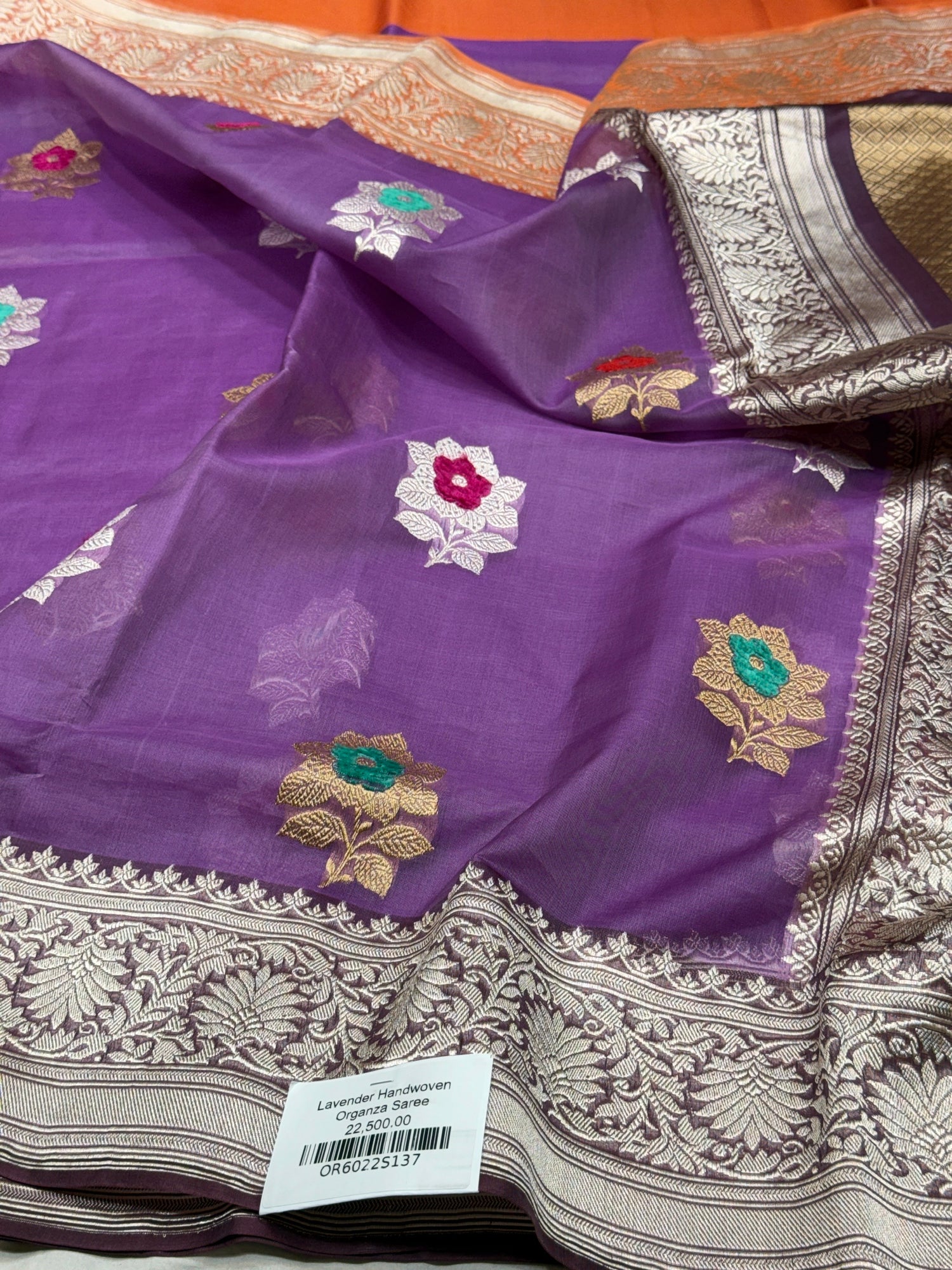 Lavender Handwoven Pure Organza Silk Saree