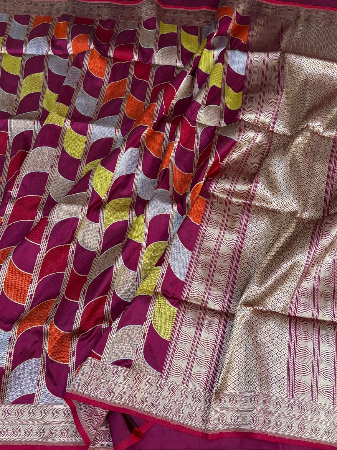 Wine Handwoven Pure Banarasi Silk Saree