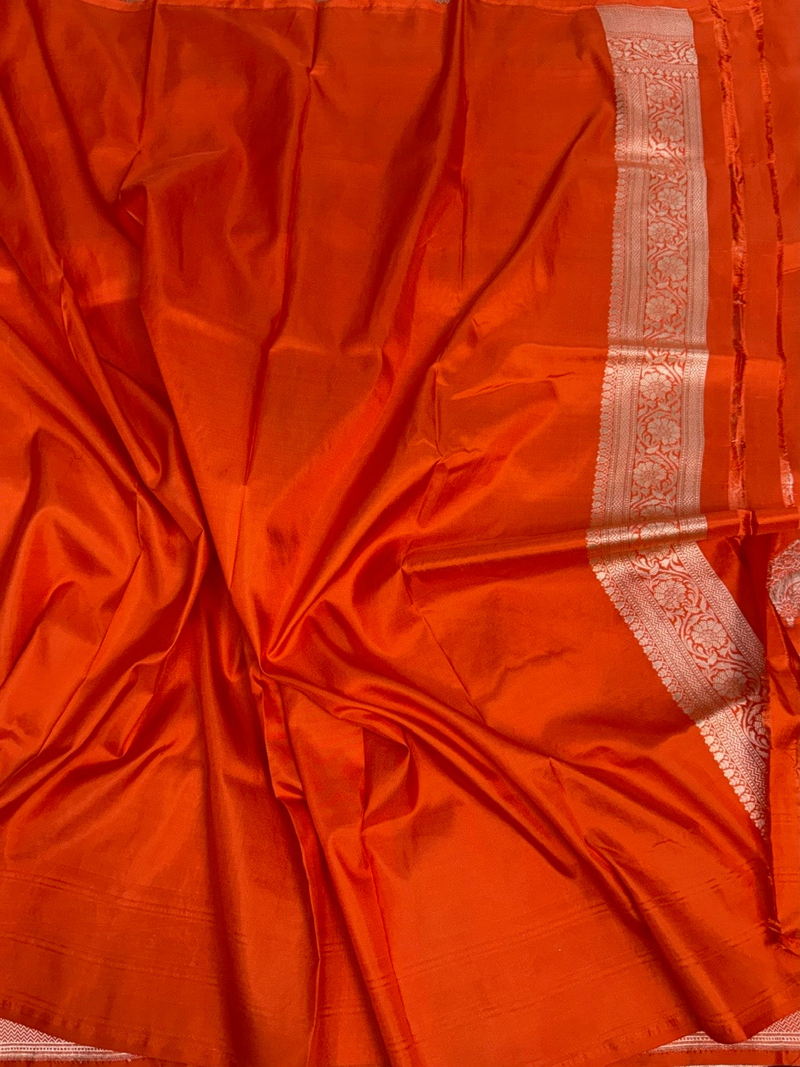 Orange Banarasi Pure Katan Silk Saree