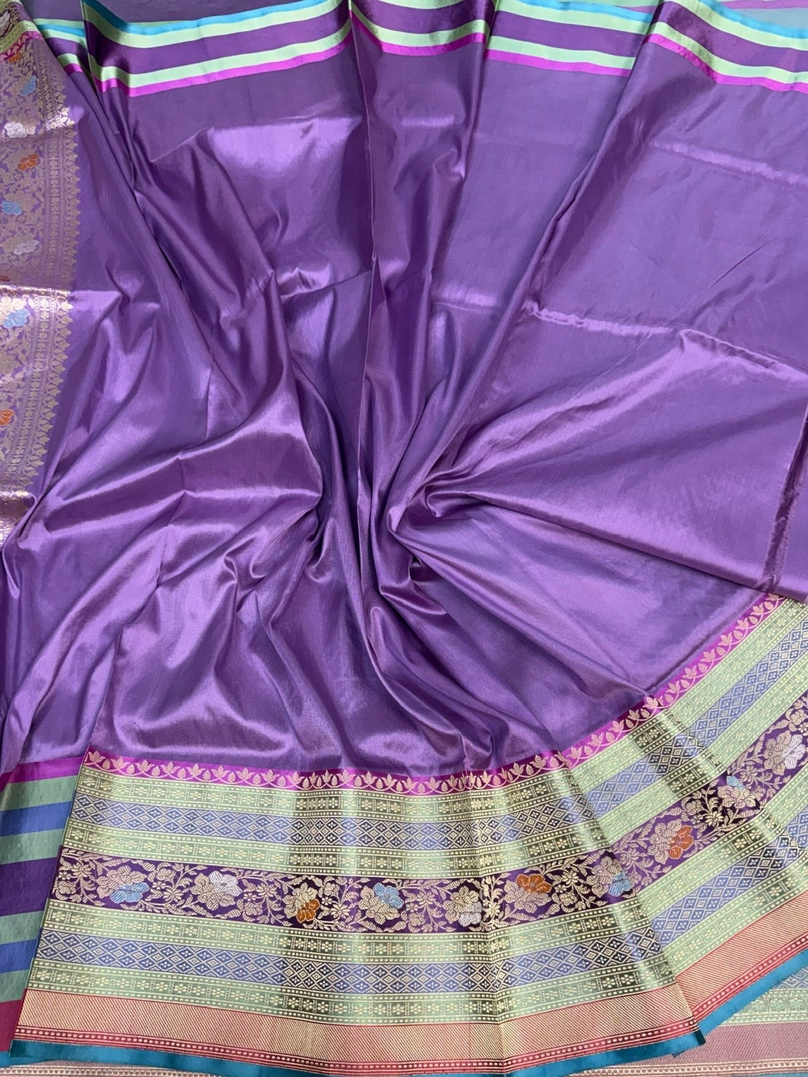 Powder Blue Handwoven Pure Banarasi Silk Saree