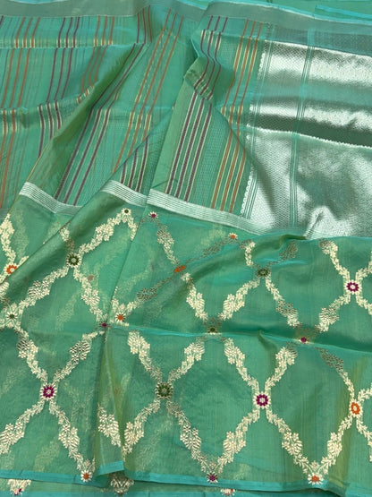 Pista Green Handwoven Pure Organza Silk Saree