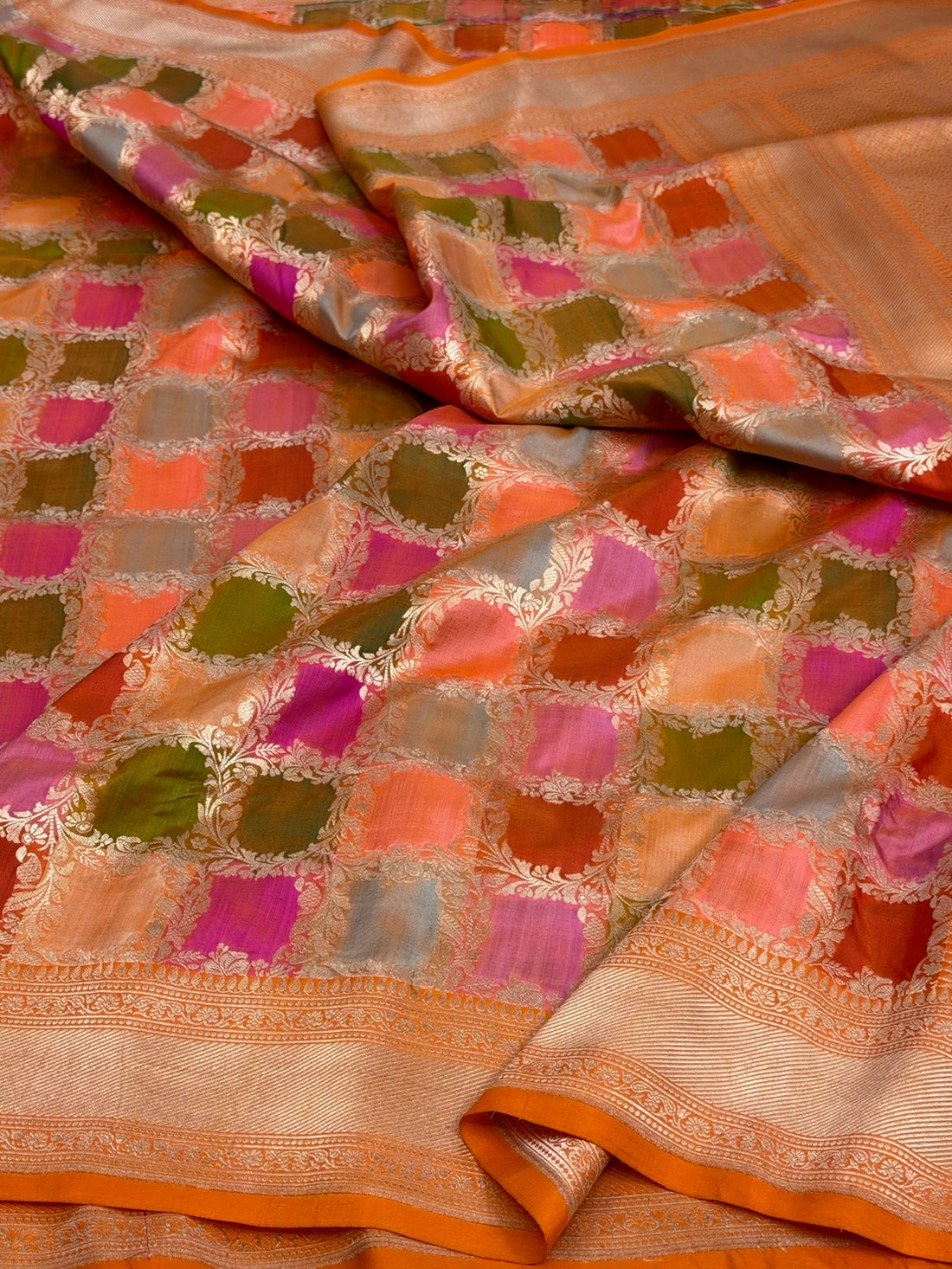 Orange Rangkaat Banarasi Pure Katan Silk Saree