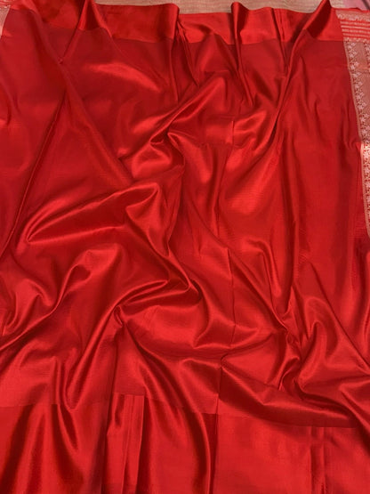 Ivory Banarasi Pure Katan Silk Satin Border Saree
