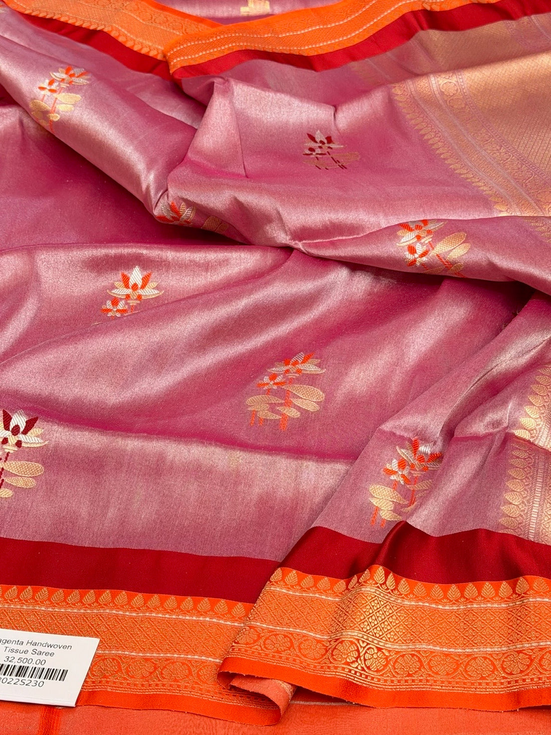Magenta Handwoven Banarasi Pure Tissue Saree