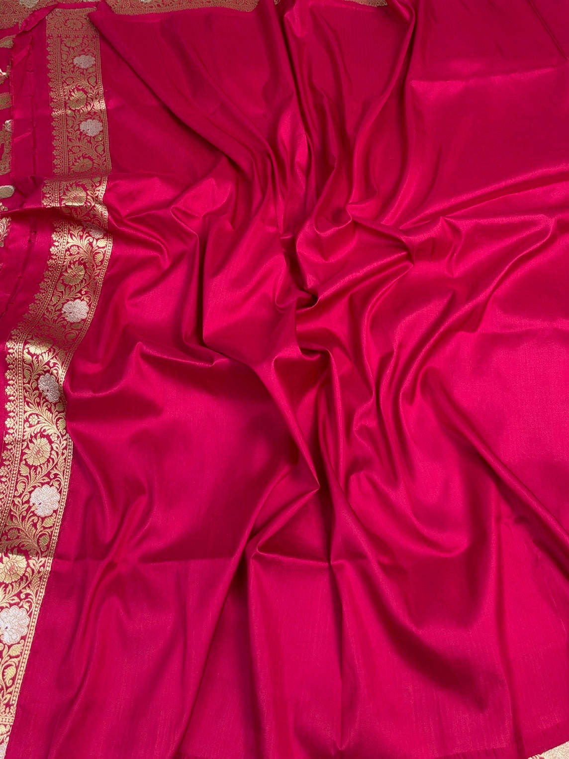 Pinkish Red Banarasi Sona Rupa Pure Katan Silk Saree