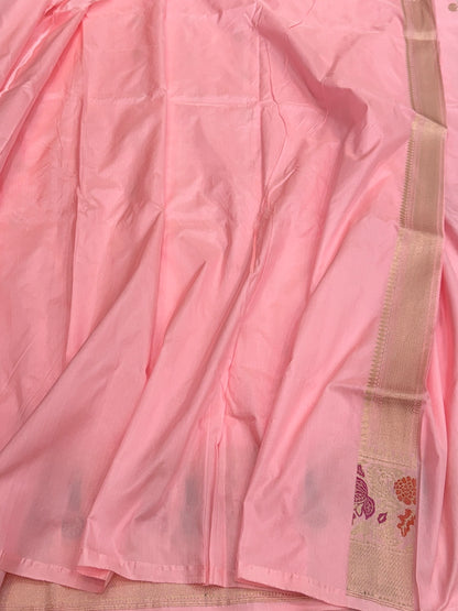 Baby Pink Handwoven Pure Banarasi Silk Saree