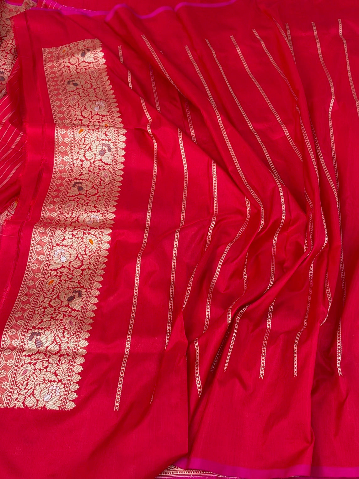Red Handwoven Pure Banarasi Rangkaat Silk Saree