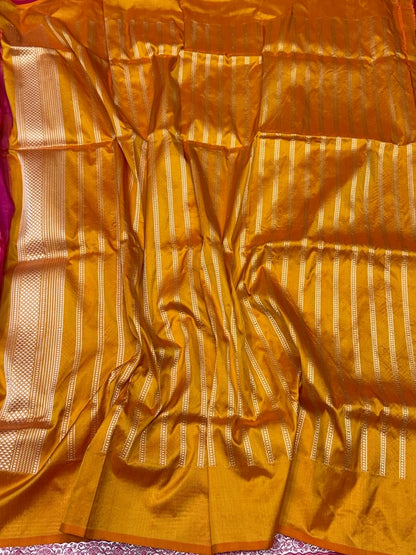 Rani Pink Handwoven Pure Banarasi Silk Saree