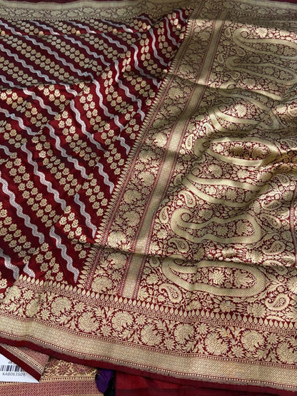 Maroon Handwoven Banarasi Pure Katan Silk Saree