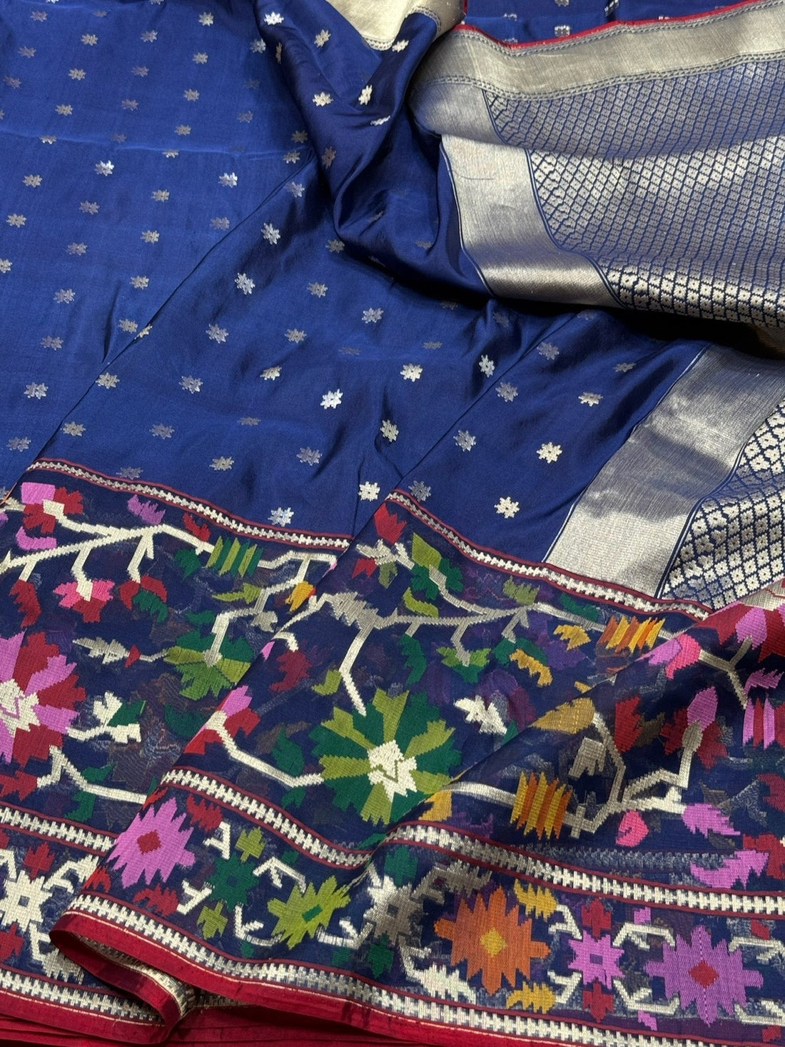 Navy Blue Handwoven Banarasi Pure Silk Paithni Border Saree