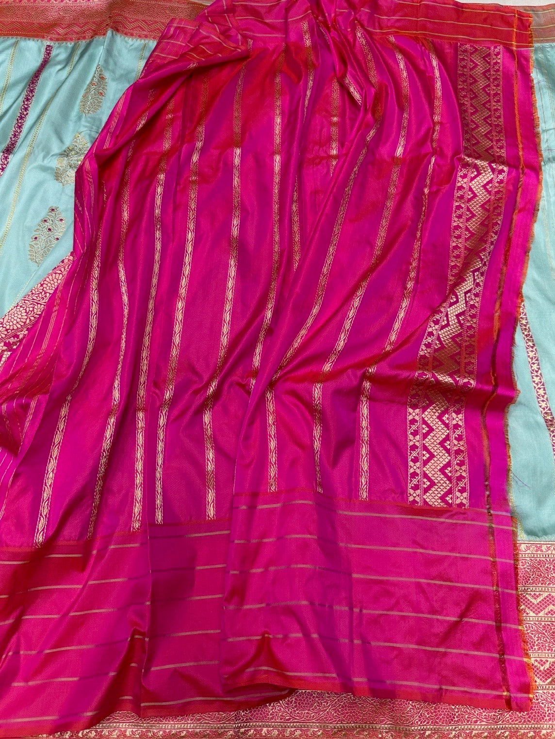 Sky Blue Handwoven Pure Banarasi Ektara Silk Saree