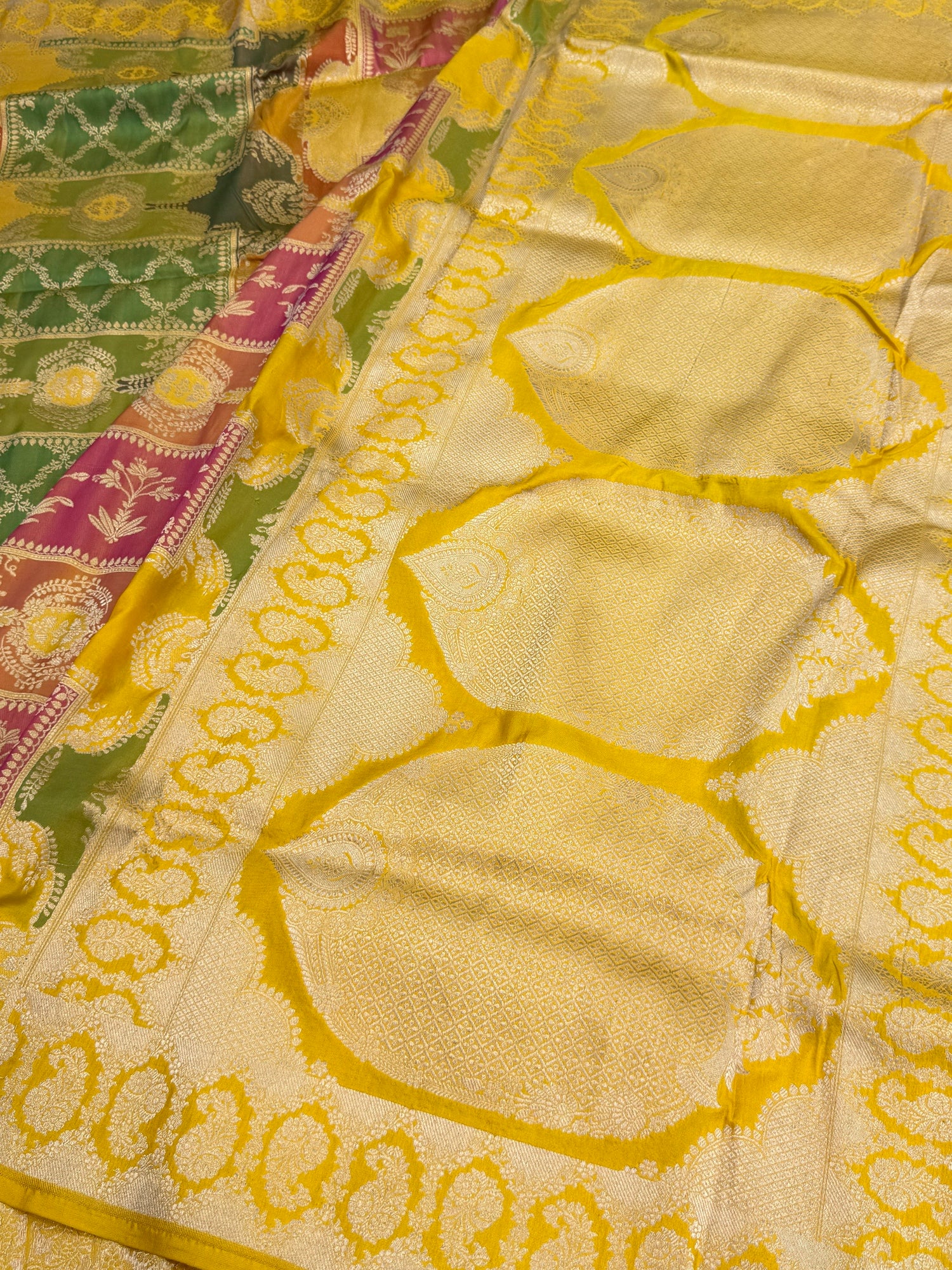 Yellow Banarasi Rangkaat  Pure Silk Saree