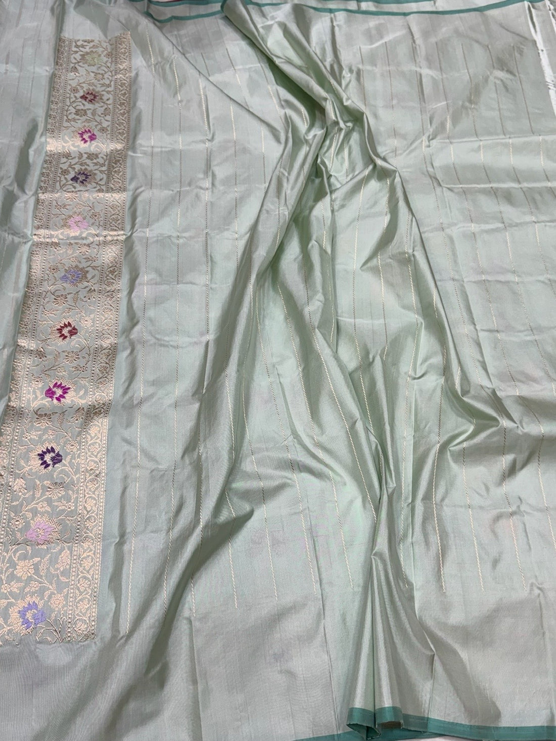 Powder Blue Handwoven Pure Banarasi Silk Saree