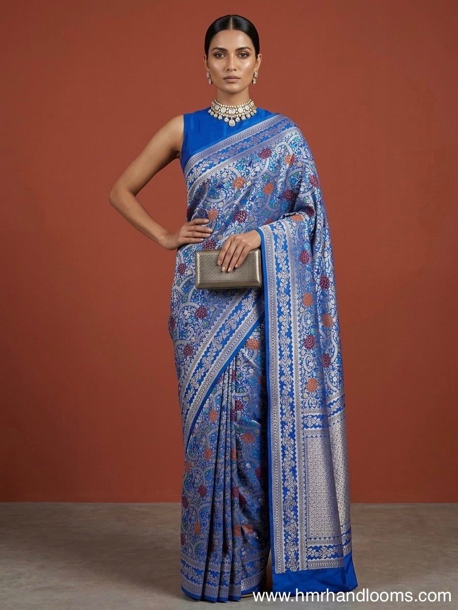 Royal Blue Handwoven Pure Banarasi Silk Brocade Saree