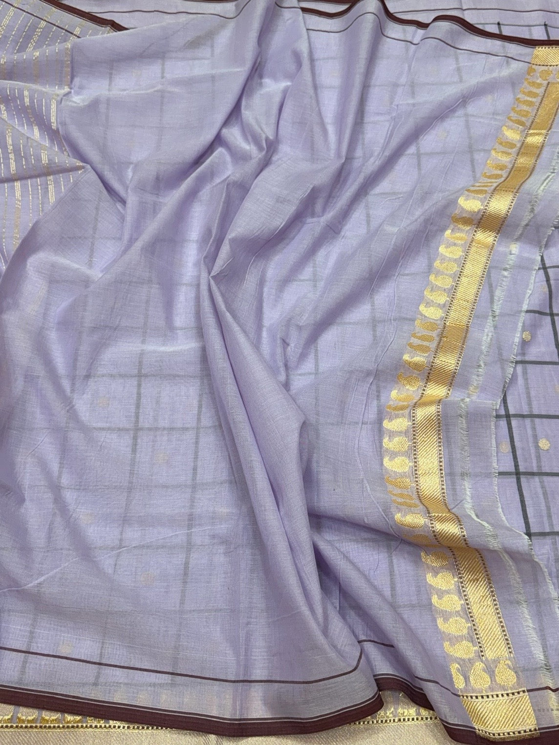 Lavender Handwoven Banarasi Pure Cotton Saree