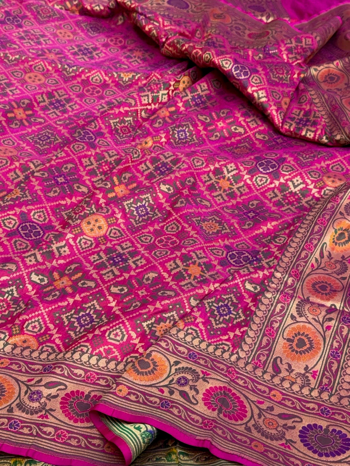Rani Pink Banarasi Gharchola Pure Katan Silk Saree
