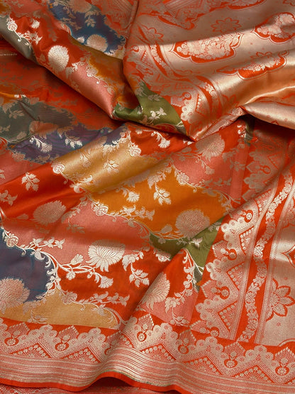 Orange Rangkaat Banarasi Pure Katan Silk Saree
