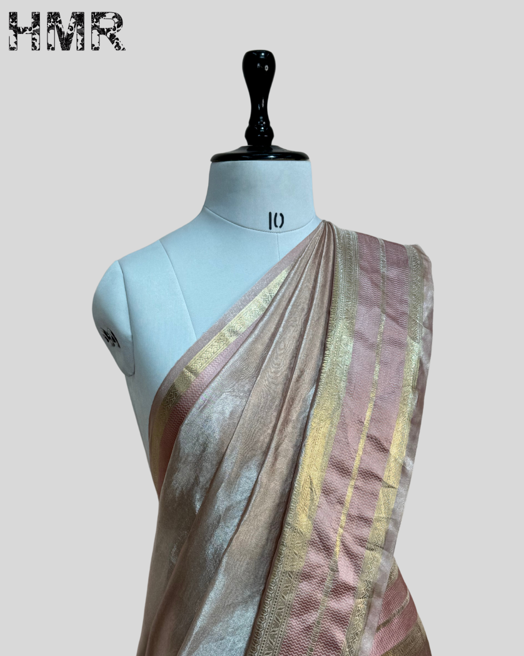 Rose Gold Pure Banarasi Tissue Silk Saree