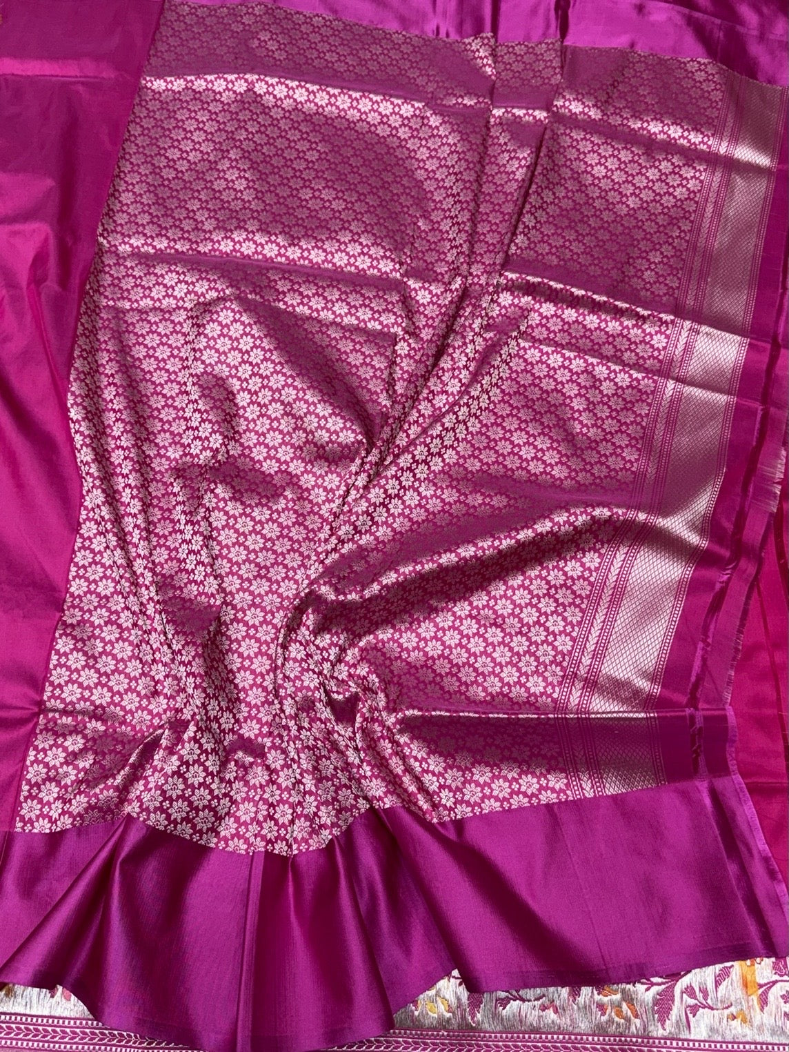 Rani Pink Handwoven Pure Banarasi Silk Saree
